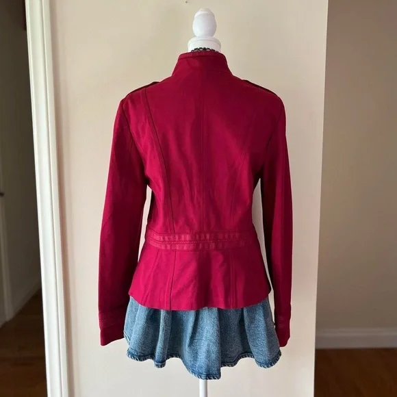 Gothic Military Jacket Tailored Double Breasted Buttons Preppy Red Pink 14 L - Picture 7 of 10